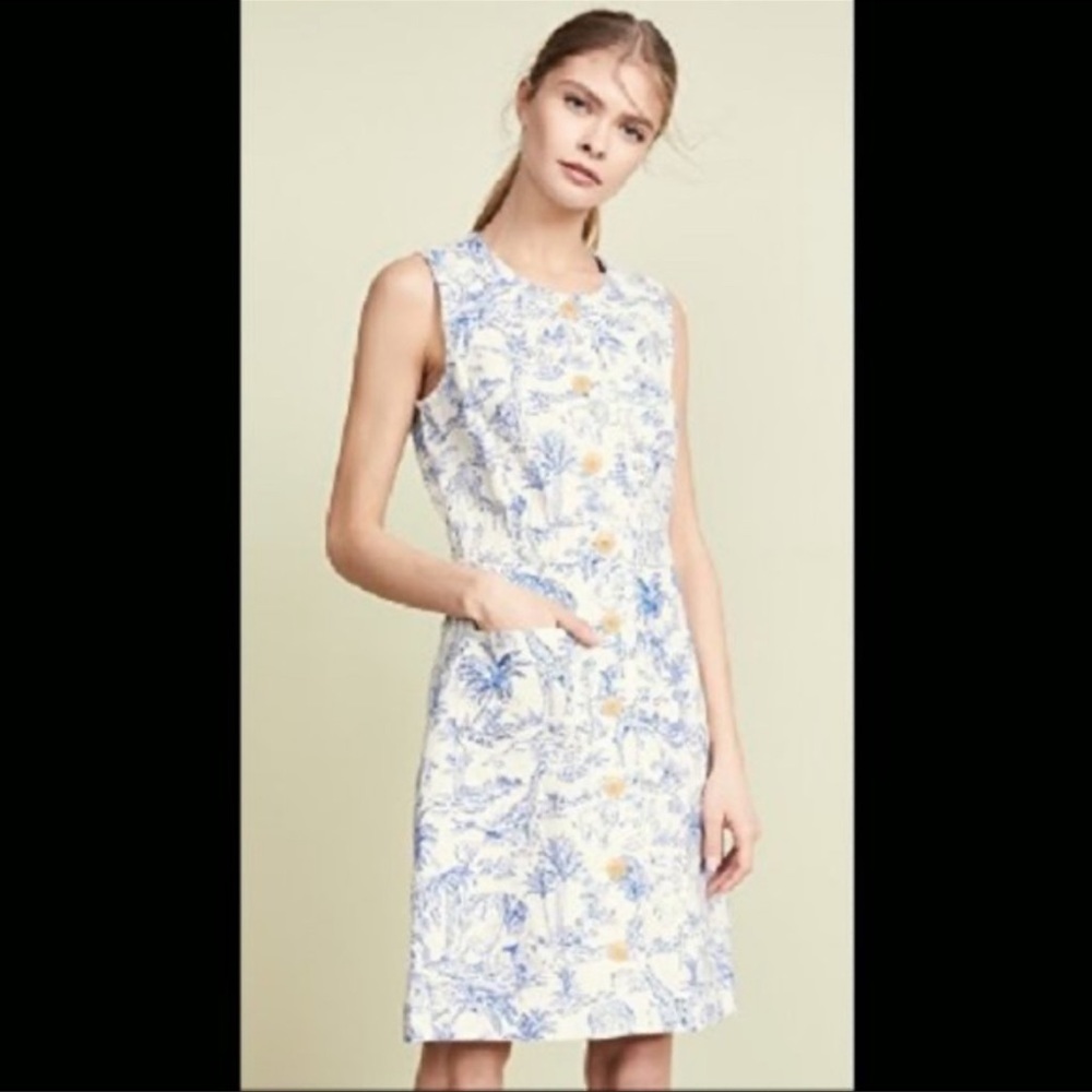 Tory Burch Far and Away Printed Linen Shift Dress Size 2